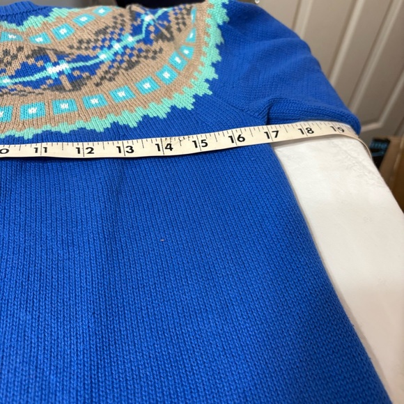 Talbots Vibrant Blue Cardigan with Brown Accents - Picture 6 of 8